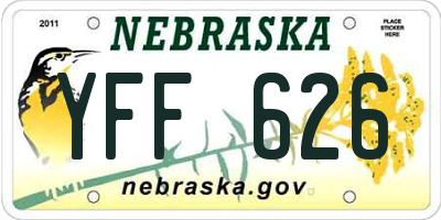 NE license plate YFF626