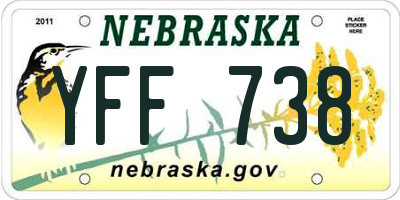 NE license plate YFF738
