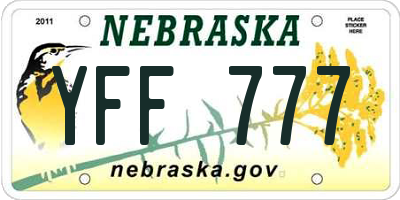 NE license plate YFF777