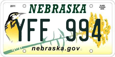 NE license plate YFF994