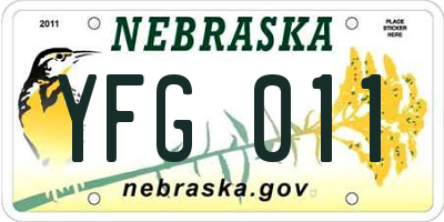 NE license plate YFG011