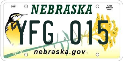 NE license plate YFG015