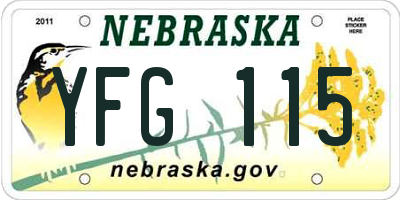 NE license plate YFG115