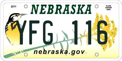 NE license plate YFG116