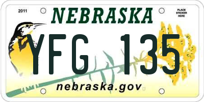 NE license plate YFG135