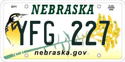 NE license plate YFG227