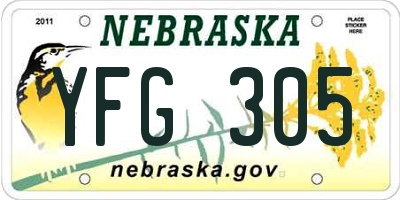 NE license plate YFG305