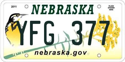 NE license plate YFG377