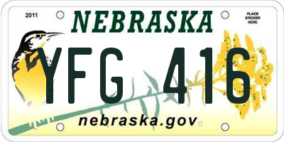 NE license plate YFG416