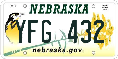 NE license plate YFG432