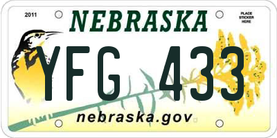 NE license plate YFG433