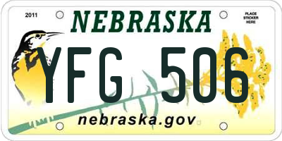 NE license plate YFG506