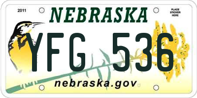 NE license plate YFG536