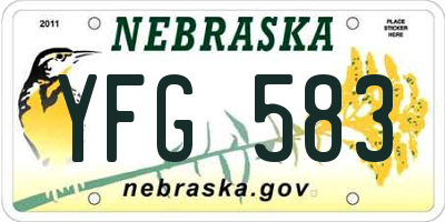 NE license plate YFG583