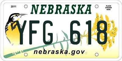 NE license plate YFG618