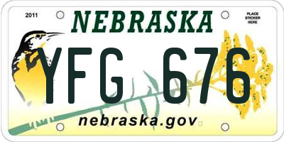 NE license plate YFG676