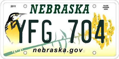 NE license plate YFG704