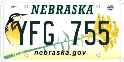 NE license plate YFG755