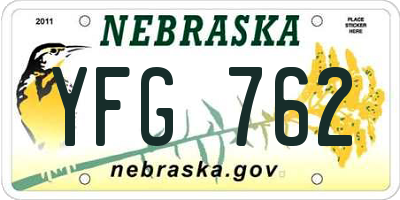 NE license plate YFG762