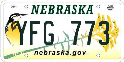 NE license plate YFG773