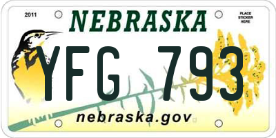 NE license plate YFG793