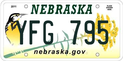 NE license plate YFG795