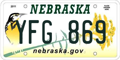 NE license plate YFG869