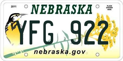 NE license plate YFG922