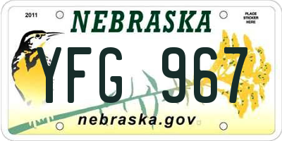NE license plate YFG967