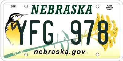 NE license plate YFG978