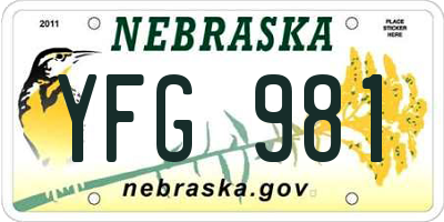 NE license plate YFG981