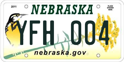 NE license plate YFH004