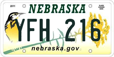 NE license plate YFH216