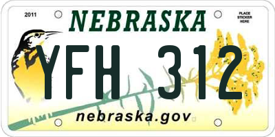 NE license plate YFH312