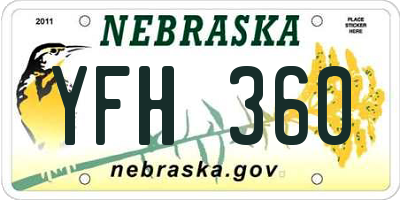 NE license plate YFH360