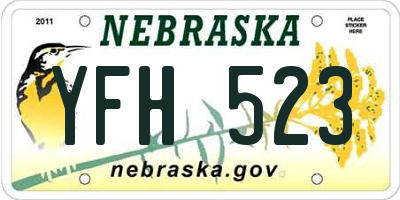 NE license plate YFH523