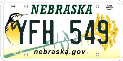 NE license plate YFH549