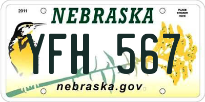 NE license plate YFH567