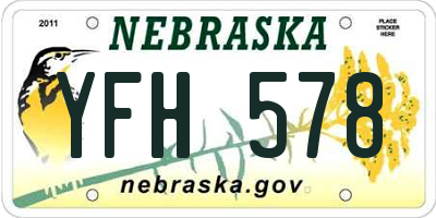 NE license plate YFH578
