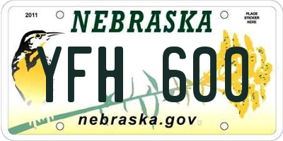 NE license plate YFH600