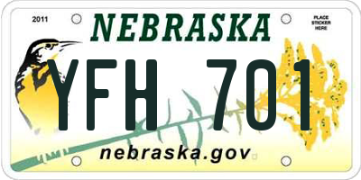 NE license plate YFH701