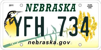NE license plate YFH734