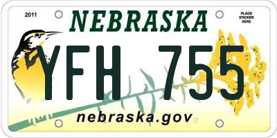 NE license plate YFH755