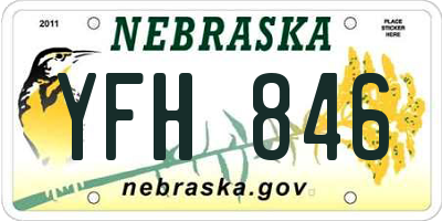 NE license plate YFH846