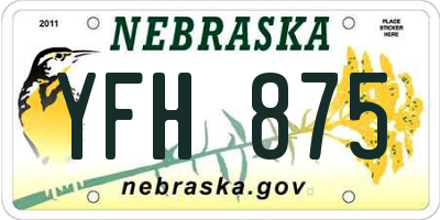 NE license plate YFH875