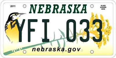 NE license plate YFI033