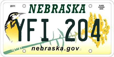 NE license plate YFI204