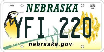 NE license plate YFI220