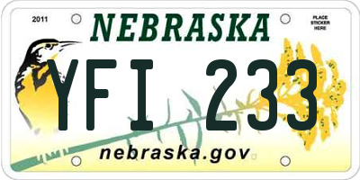 NE license plate YFI233