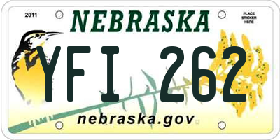 NE license plate YFI262